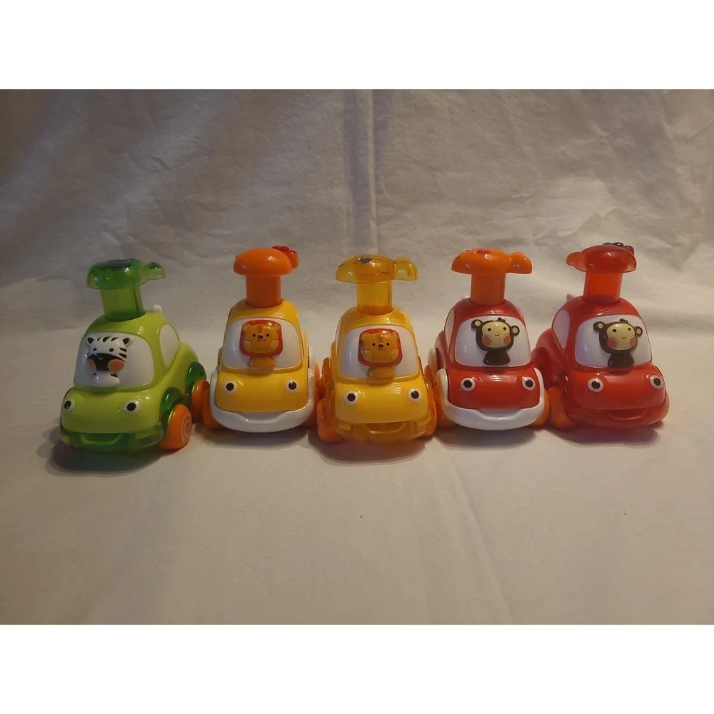 Press and‎ Go Animal Toy Cars Lot of 5 Toddler Friction Powered Vehicles Multi